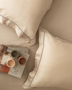Sadyaska Chalk Beige Tencel Set with Lace 1 Pcs Bedsheet
