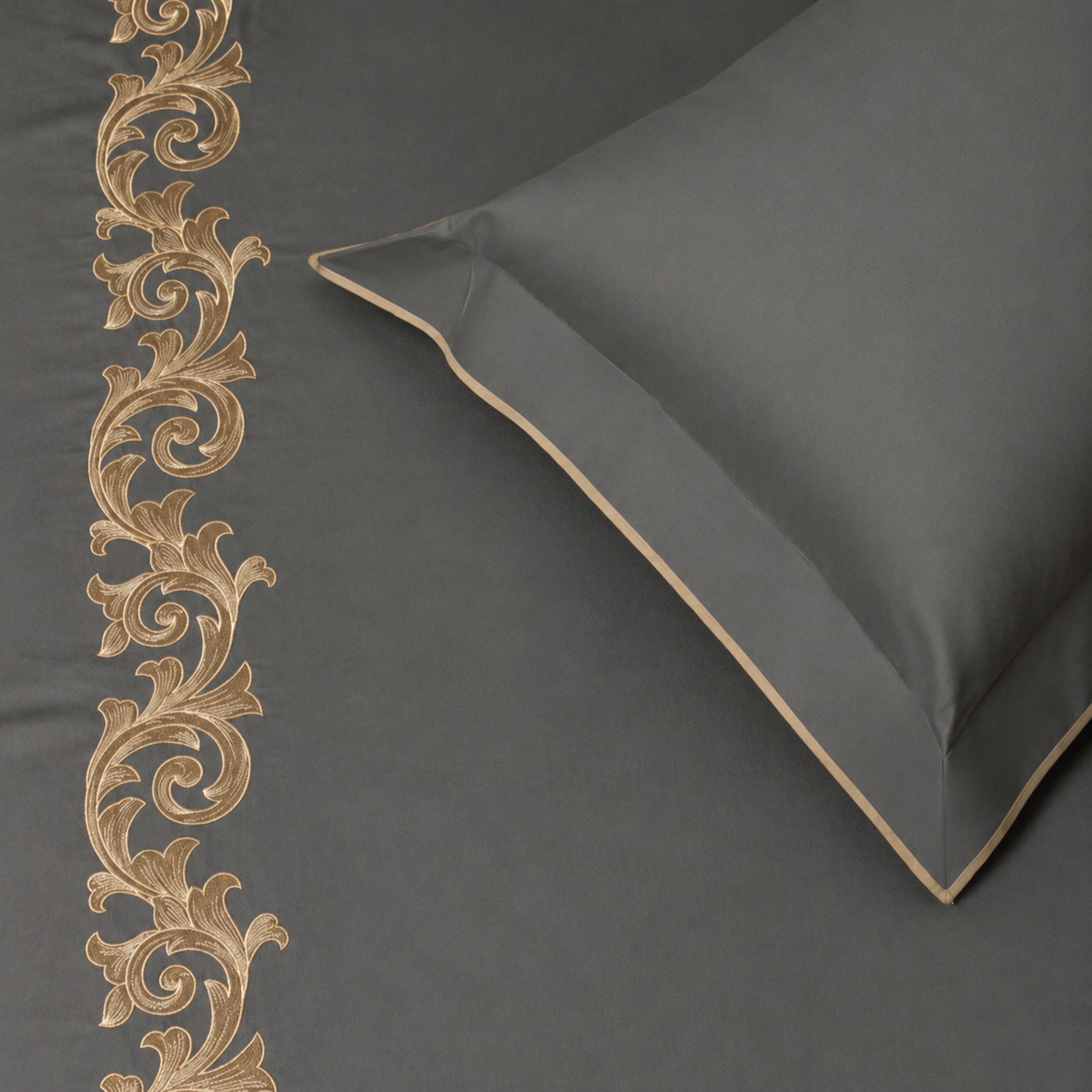 Sansaar by DDdecor Large Bedsheet Set with 2 Pillow Covers - Acantha - Elephant Skin - Embroidered - 1 Pc