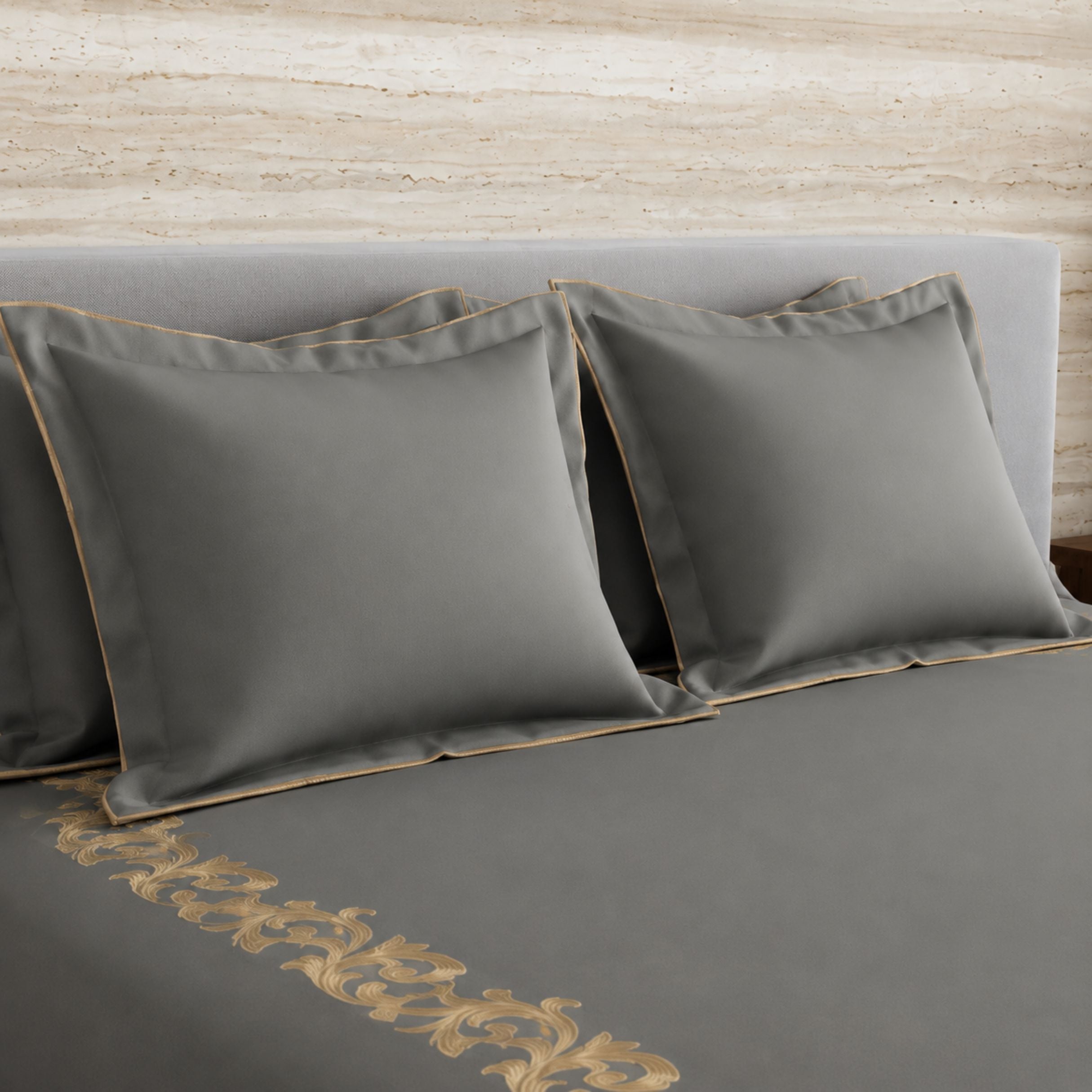 Sansaar by DDdecor Large Bedsheet Set with 2 Pillow Covers - Acantha - Elephant Skin - Embroidered - 1 Pc