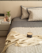 Sadyaska Quilted Beige and Dark Grey Arban Reversible 1 Pcs Bedspread
