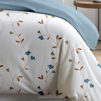 Linsdon Home House of Whites Floral Trail | Ocean Breeze Digitally Printed 100% Cotton King Bedsheet Set