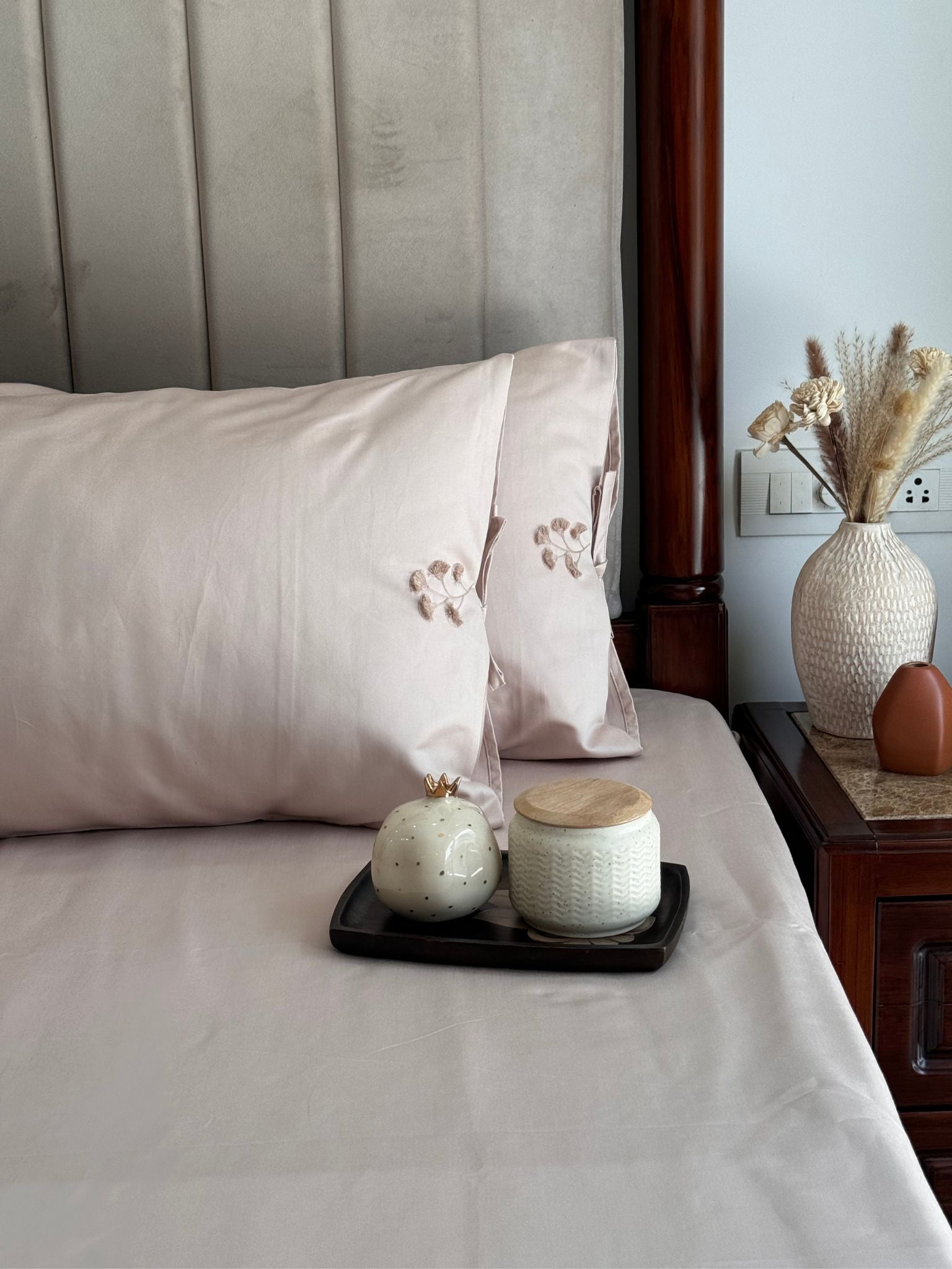 Sadyaska 1000TC Botanique Buff Egyptian Cotton Set 1 Pcs Bedsheet