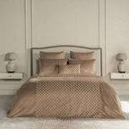 D'Decor Ragaa Sandstone Luxury 6-Piece Bedding Gift Set | Premium High-Density Embroidered Duvet Cover & Double Bedsheet | Sandstone