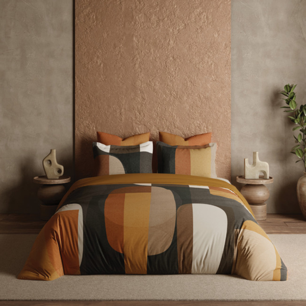 D'Decor African Vibes Estilo Dark Shadow Abstract Digitally Printed 5-Piece Double Bedsheet Set | AV02 Dark Shadow