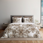 D'Decor Platinum AW25 Kaleido Dark Earth Abstract Digitally Printed 5-Piece Double Bedsheet Set | RP226 Kaleido Dark Earth