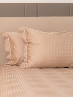 Sadyaska Biscotti Beige Premium Tencel Jacquard Set with Lace 1 Pcs Bedsheet