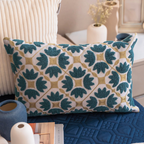 Sadyaska Mariana Pearl Grey Cotton Embroidered (Size : 12"X18") 1 Pcs Cushion Cover