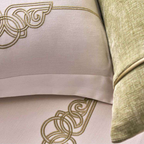 D'Decor Celestia Fern Luxury Bedding Set | Premium Chenille Bed Cover & Embroidered 210 TC Cotton Bedsheet | Oralis CE02 Fern