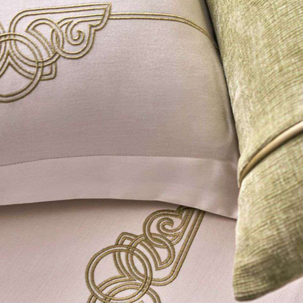 D'Decor Celestia Fern Luxury Bedding Set | Premium Chenille Bed Cover & Embroidered 210 TC Cotton Bedsheet | Oralis CE02 Fern