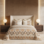 D'Decor Premier Ikat Grace Brown Sugar Ethnic Digitally Printed 5-Piece Double Bedsheet Set | RM160 Brown Sugar
