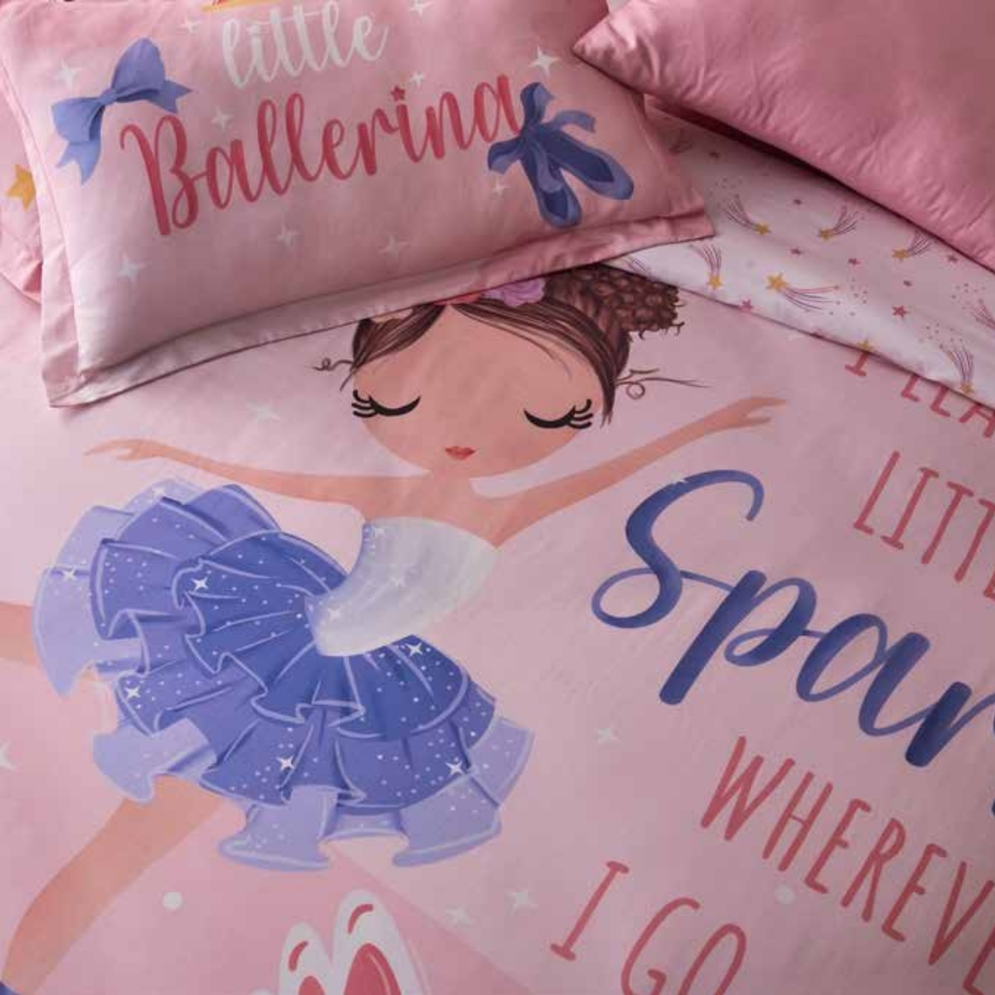 D'Decor Kids Zone Ballerina Candy Floss Digital Print Cotton Bedsheet Set | LB26 Candy Floss