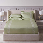 D'Decor Imperial II Stella Celadon Green Elegant Embroidered 5-Piece Double Bedsheet Set | IP05 Celadon Green