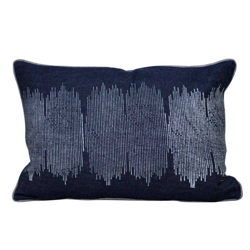 Sadyaska White and Blue Denim Geometric Denim Printed Cushion Case 12" X 18"… 1 Pcs Cushion Cover