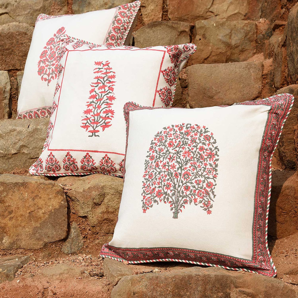 Sadyaska Floral Design Square Block Print Cotton 16"x16" Bedroom, Living Room, Patio s with Zippers… 1 Pcs Cushion Cover