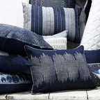 Sadyaska White and Blue Denim Geometric Denim Printed Cushion Case 12" X 18"… 1 Pcs Cushion Cover