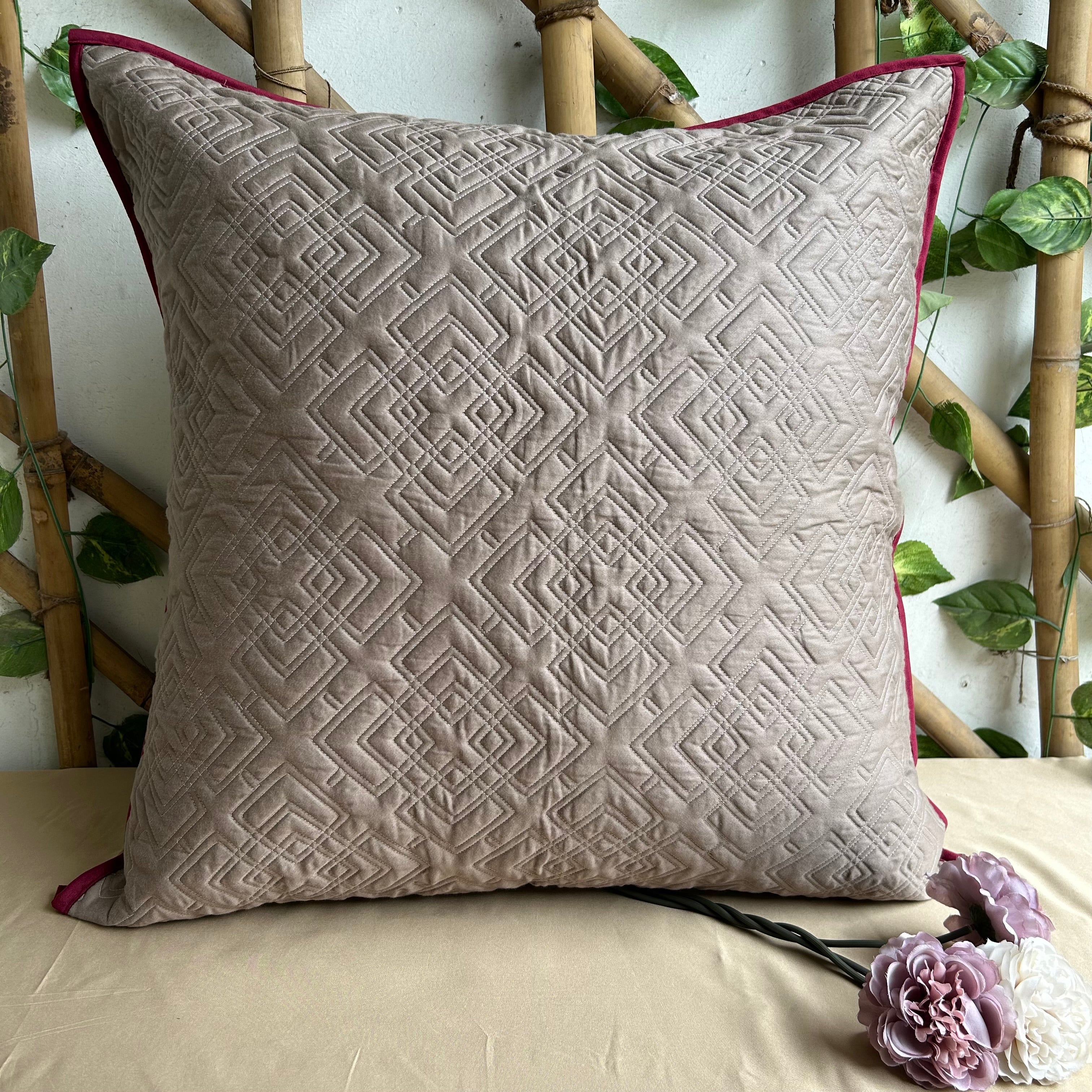 Sadyaska Taupe Quilted Cotton 1 Pcs Euro Sham