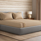 Sansaar by DDdecor Large Bedsheet Set with 2 Pillow Covers - Fadeline - Taupe - Embroidered - 1 Pc