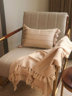 Sadyaska Zen Cotton Embroidered Beige 12" X 18" 1 Pcs Cushion Cover