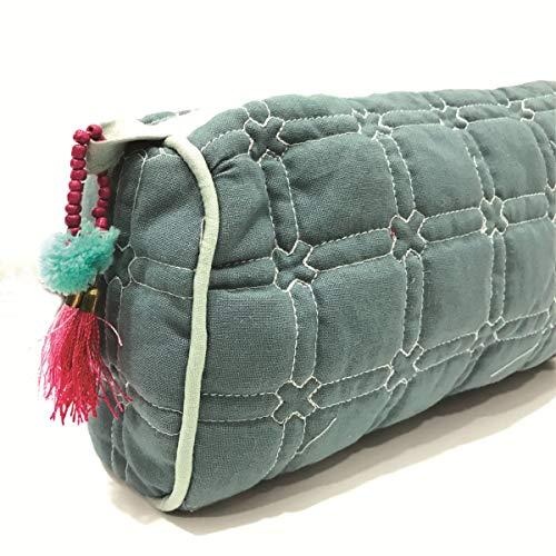 Sadyaska Teal Cotton ed Wedding Jewelry Pouch / Cosmetic / Make Up Case Multifunction Storage 1 Pcs Quilt