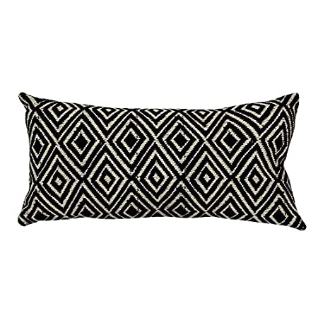 Sadyaska Hand Woven and Casement Decorative Rhombus Reversible (Black) 12x24 1 Pcs Cushion Cover