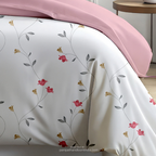 Linsdon Home House of Whites Floral Trail | Rose Pink Digitally Printed 100% Cotton King Bedsheet Set
