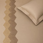 Sansaar by DDdecor Large Bedsheet Set with 2 Pillow Covers - Fadeline - Taupe - Embroidered - 1 Pc