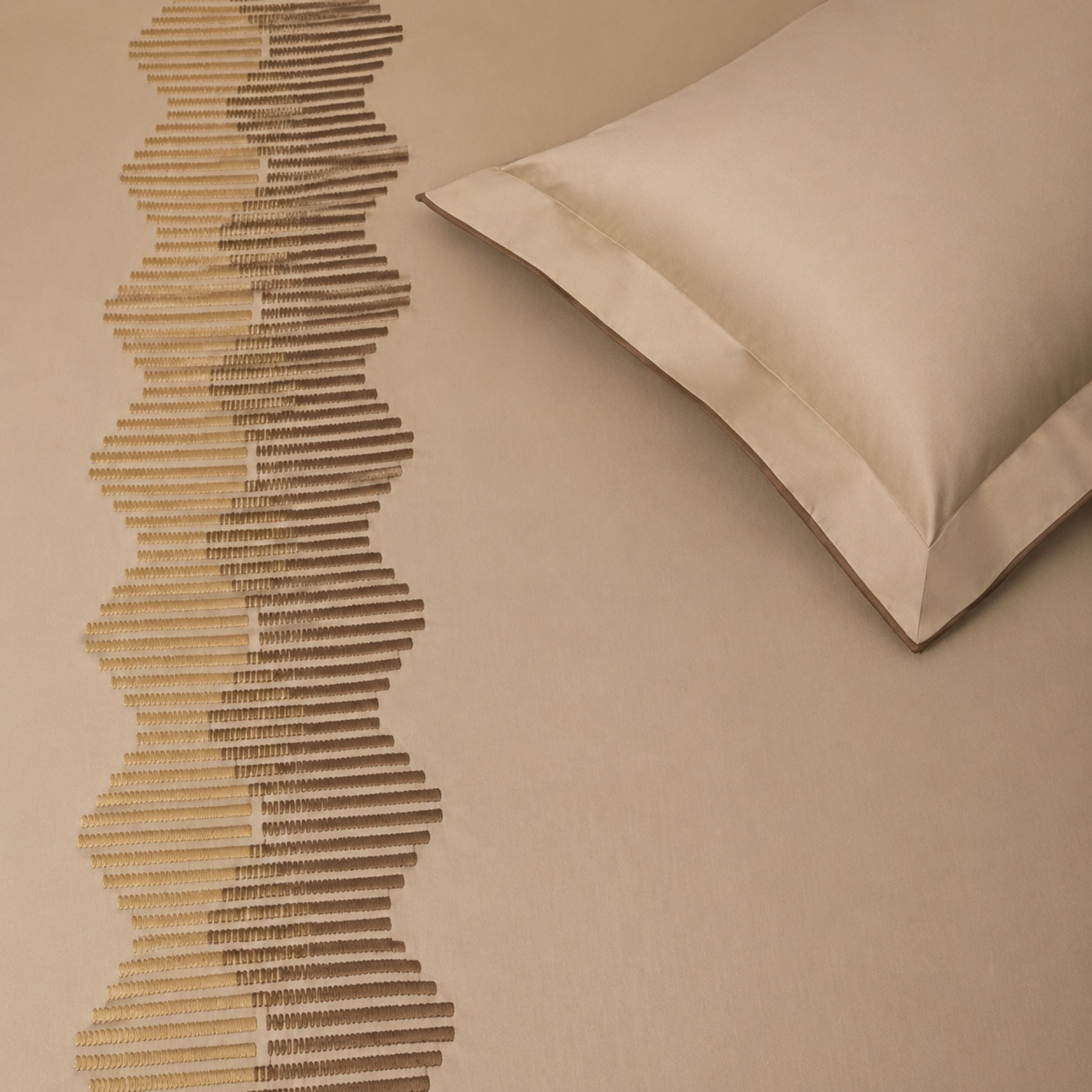 Sansaar by DDdecor Large Bedsheet Set with 2 Pillow Covers - Fadeline - Taupe - Embroidered - 1 Pc