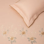 Sansaar by DDdecor Large Bedsheet Set with 2 Pillow Covers - Alora - Peach Blossom - Embroidered - 1 Pc