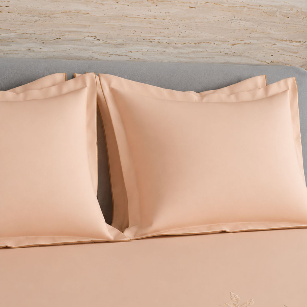 Sansaar by DDdecor Large Bedsheet Set with 2 Pillow Covers - Alora - Peach Blossom - Embroidered - 1 Pc