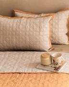 Sadyaska Quilted Honey Mustard and Ivory Arban Reversible 1 Pcs Bedspread