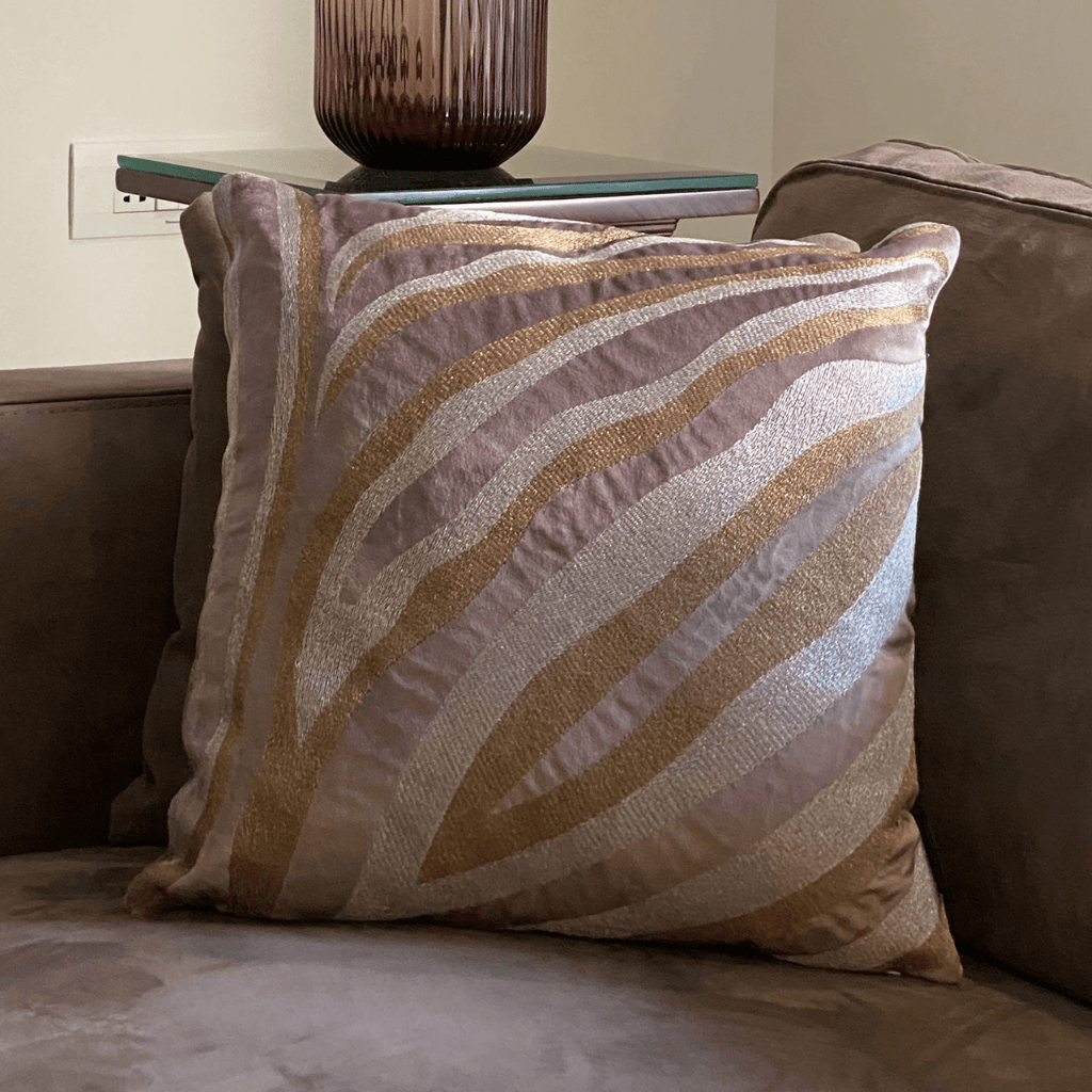 Sadyaska Decorative Wave Lilac Velvet 16x16 1 Pcs Cushion Cover