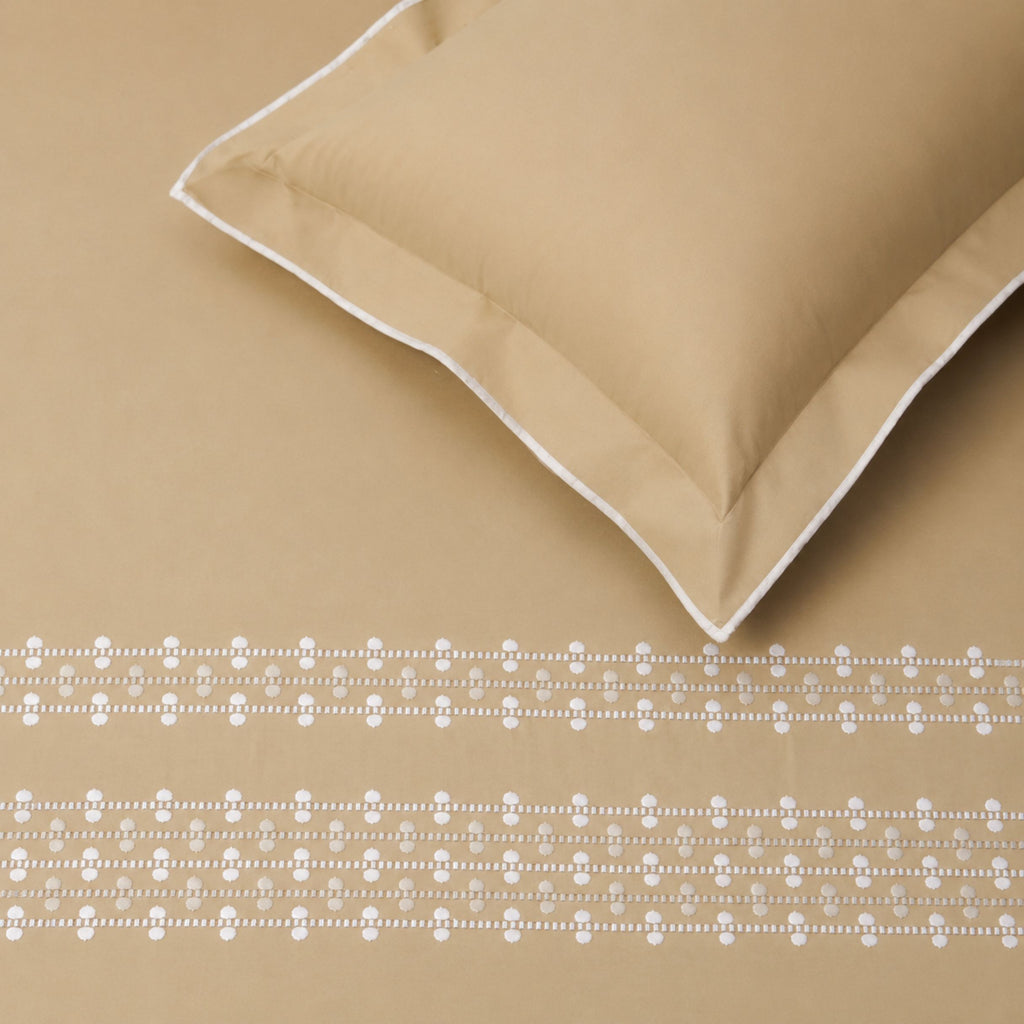 Sansaar by DDdecor Large Bedsheet Set with 2 Pillow Covers - Beadrow - Semolina - Embroidered - 1 Pc
