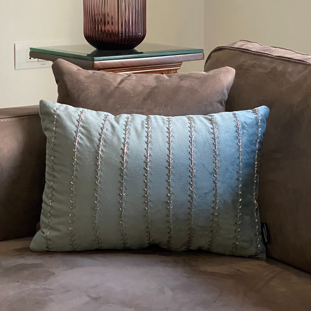 Sadyaska Decorative Sky Light Powder Blue Velvet 12x18 1 Pcs Cushion Cover