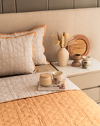 Sadyaska Quilted Honey Mustard and Ivory Arban Reversible 1 Pcs Bedspread