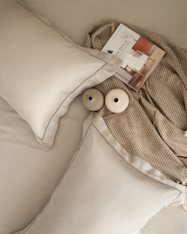 Sadyaska Eggshell Grey Tencel Set with Lace 1 Pcs Bedsheet