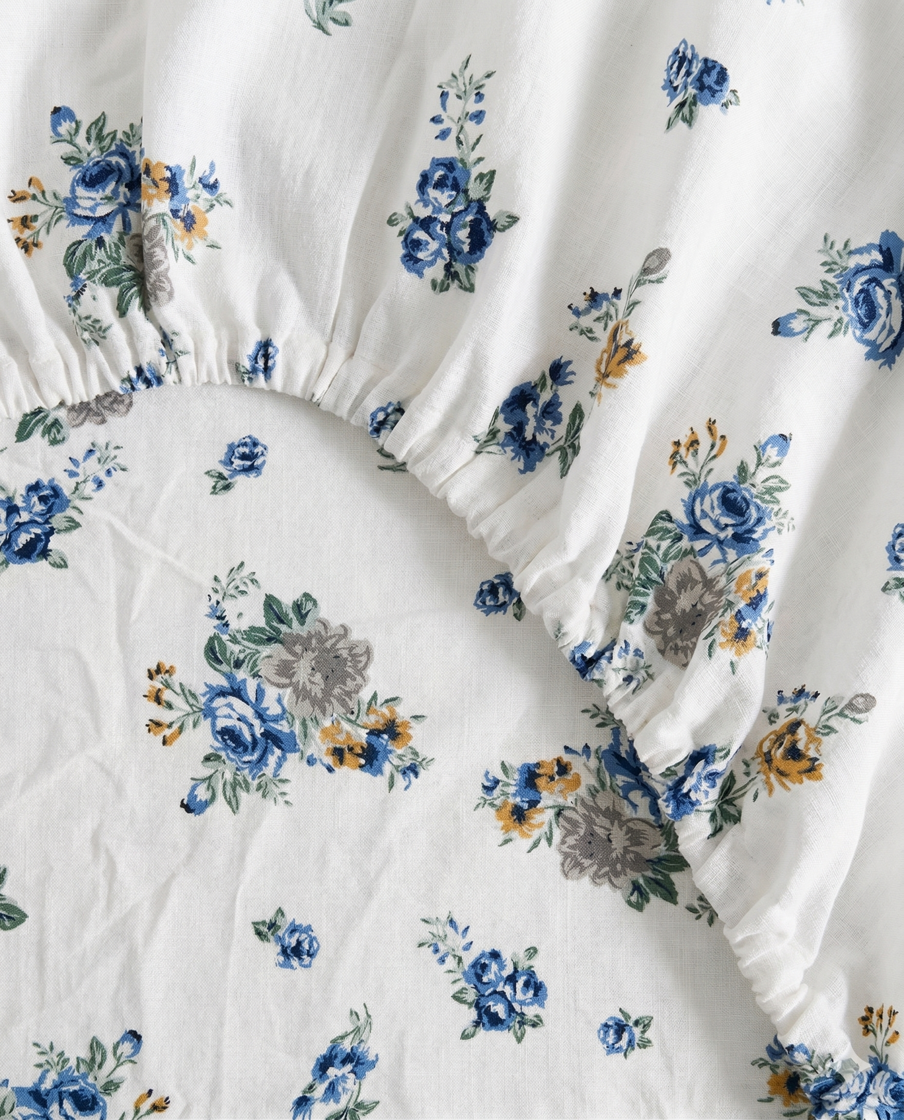 Jaipuri Sage & Slate Floral Fitted Bedcover | Premium Handblock Printed Cotton Bedspread | King Size Fitted Sheet