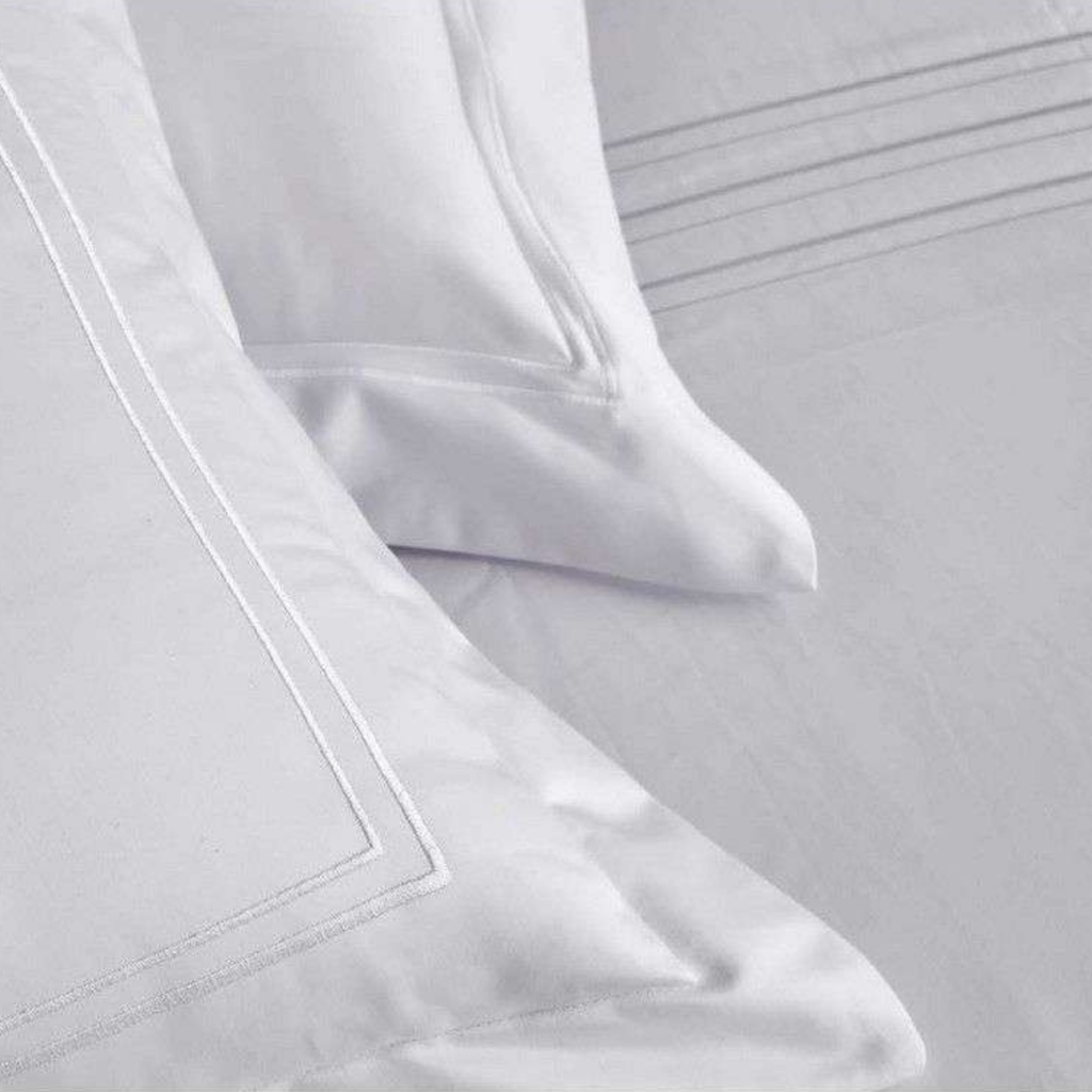 D'Decor Pearl Miraan Lucent White Super Premium 5-Piece Bedsheet Set | 1000 TC Cotton Sateen with Elegant Embroidery | PE02 Lucent White