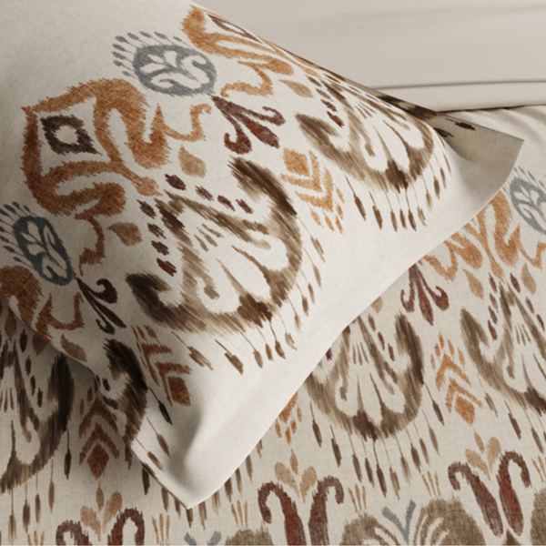 D'Decor Premier Ikat Grace Brown Sugar Ethnic Digitally Printed 5-Piece Double Bedsheet Set | RM160 Brown Sugar
