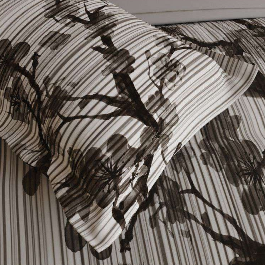 D'Decor Wabi Sabi Luxion Dove Abstract Digitally Printed 5-Piece Double Bedsheet Set | WS02 Luxion Dove