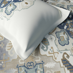 D'Decor Kilim Tribal Grace Suede Indigo Ethnic Digitally Printed 3-Piece Double Bedsheet Set | KM02 Suede Indigo