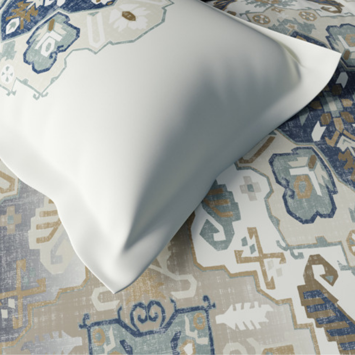 D'Decor Kilim Tribal Grace Suede Indigo Ethnic Digitally Printed 3-Piece Double Bedsheet Set | KM02 Suede Indigo