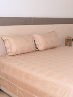 Sadyaska Biscotti Beige Premium Tencel Jacquard Set with Lace 1 Pcs Bedsheet