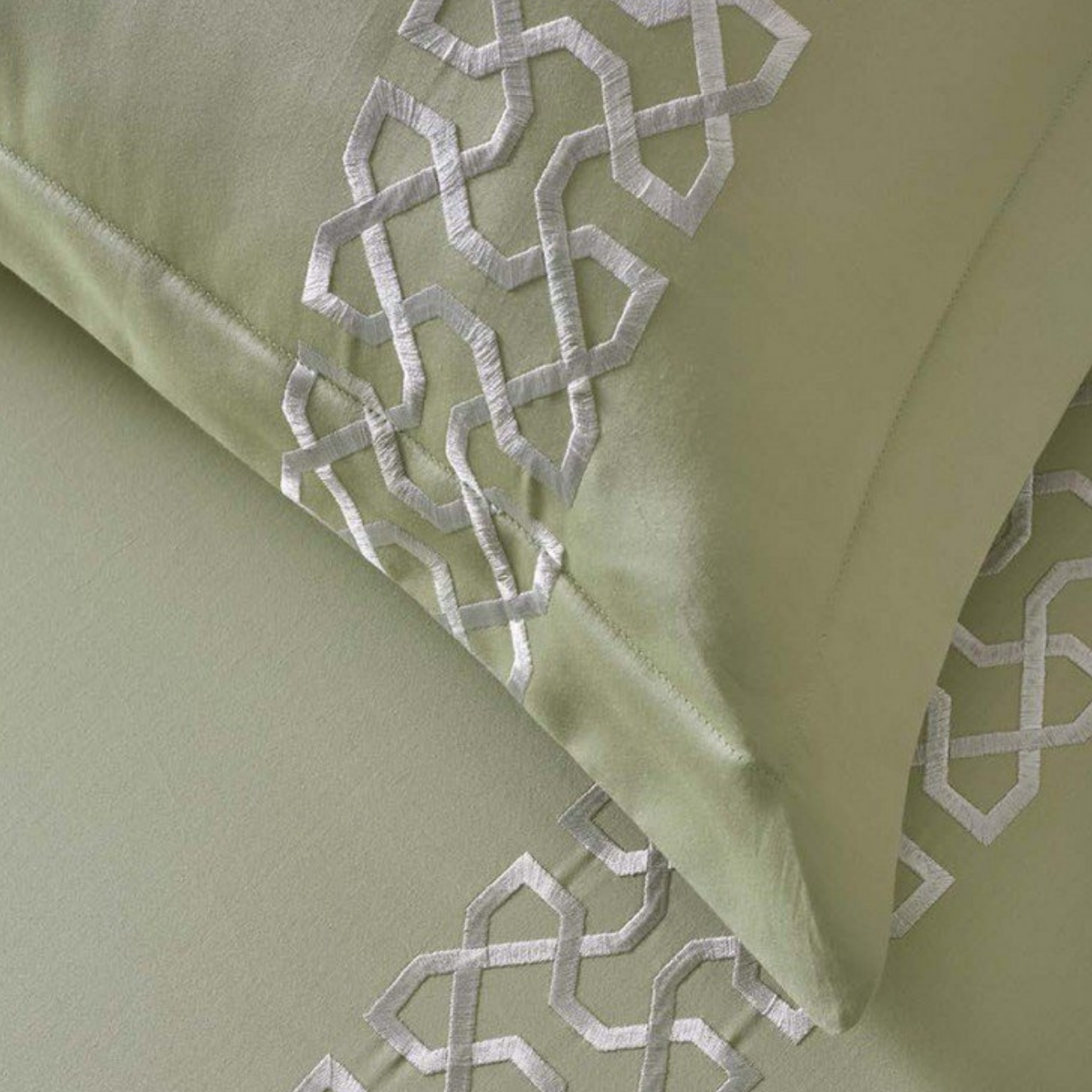 D'Decor Imperial II Stella Celadon Green Elegant Embroidered 5-Piece Double Bedsheet Set | IP05 Celadon Green