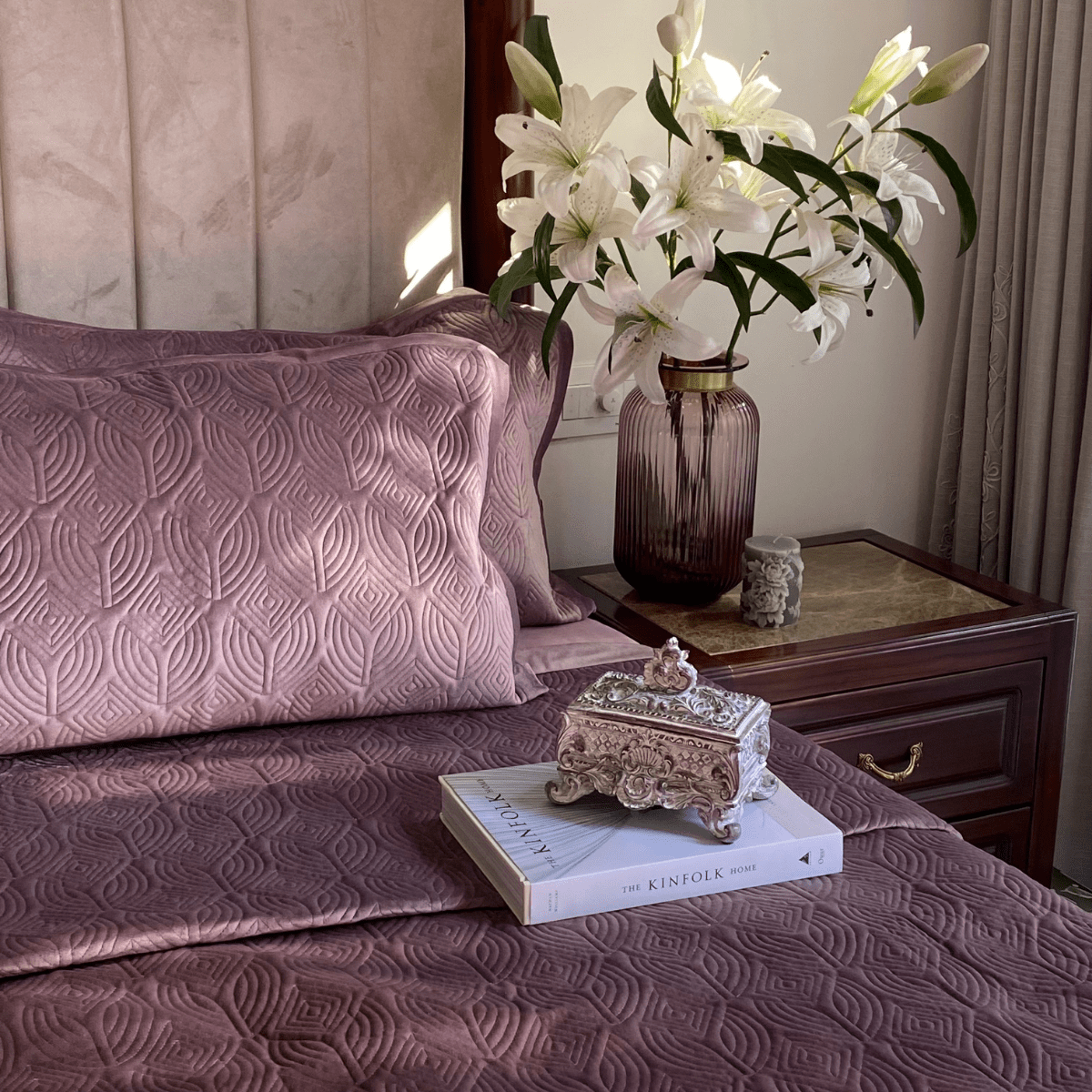 Sadyaska Dolce Lilac Velvet 1 Pcs Bedspread