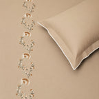 Sansaar by DDdecor Large Bedsheet Set with 2 Pillow Covers - Cambrose - Roasted Almond - Embroidered - 1 Pc
