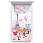 D'Decor Little Bratz Paris Amour | Blush Pink Eiffel Tower & Travel Sketch Print 100% Cotton Kids Bedsheet Set