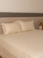 Sadyaska Vanilla Frost Premium Tencel Jacquard Set with Lace 1 Pcs Bedsheet