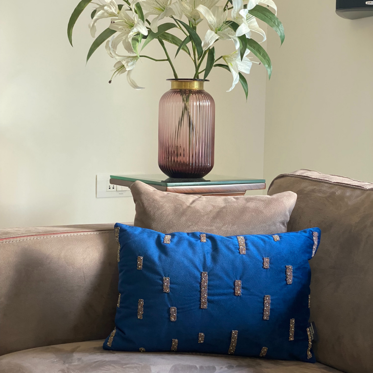 Sadyaska Decorative Oblong Navy Velvet 12x18 1 Pcs Cushion Cover