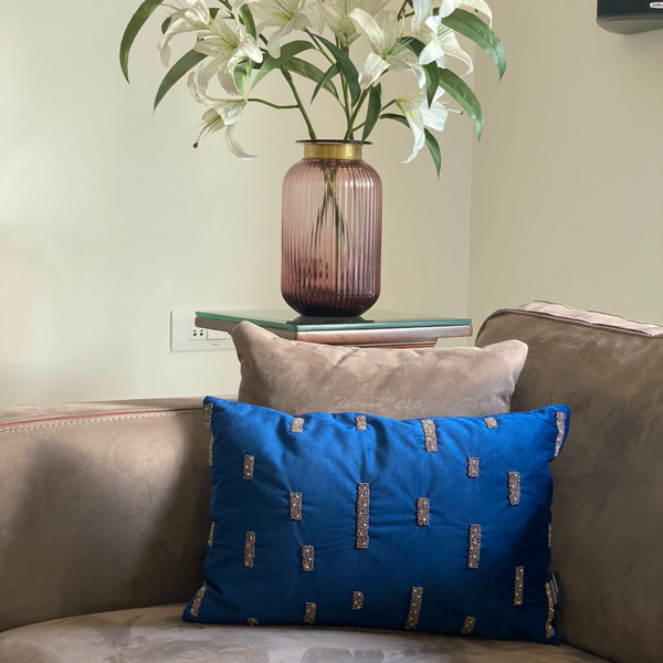 Sadyaska Decorative Oblong Navy Velvet 12x18 1 Pcs Cushion Cover