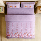 Spaces Shubha Papier Mâché Lavender Fogg Traditional 3-Dimensional Art 300TC Cotton Super King Bed Sheet Set | 1085770 Lavender Fogg